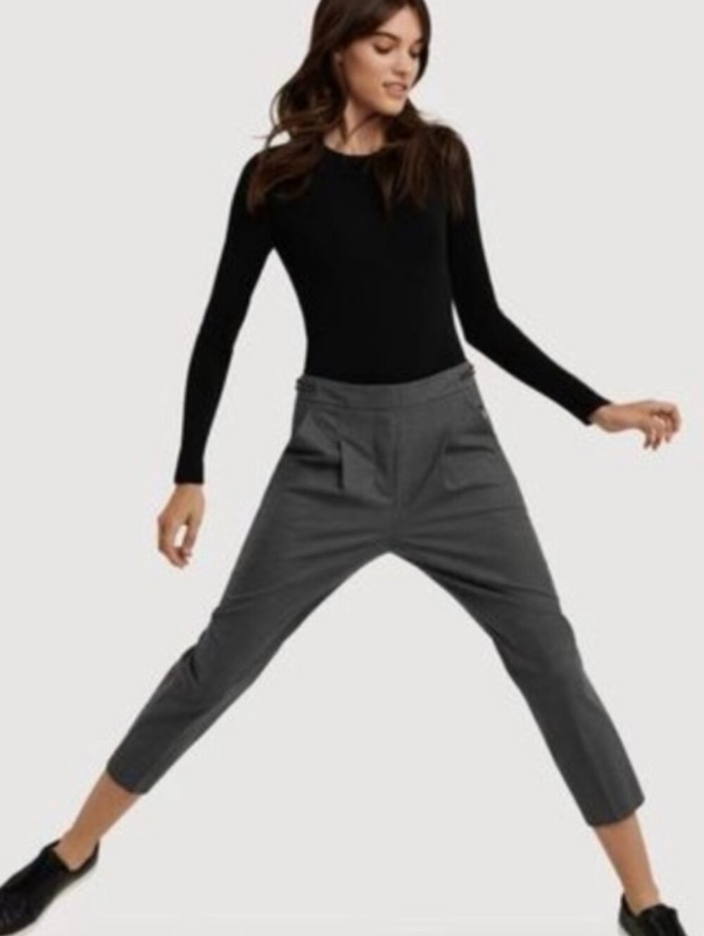 Kit And Ace Claren Pleated Ankle Trouser Wool Cashmere Silk